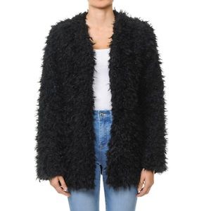 Black plus size fluffy jacket